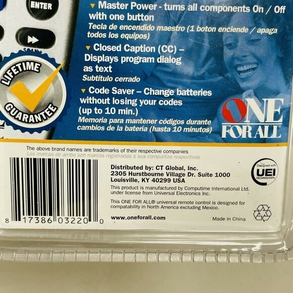 One For All Universal Brand Replacement Remote Big Number Button Tv DVD Urc3220 - Picture 7 of 8